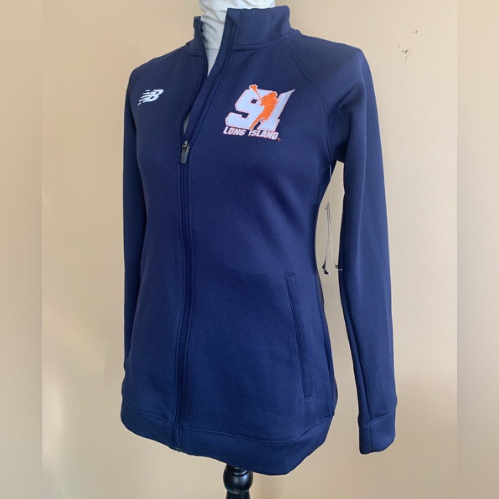 NEW BALANCE navy blue knit zip unisex jacket NWT size small